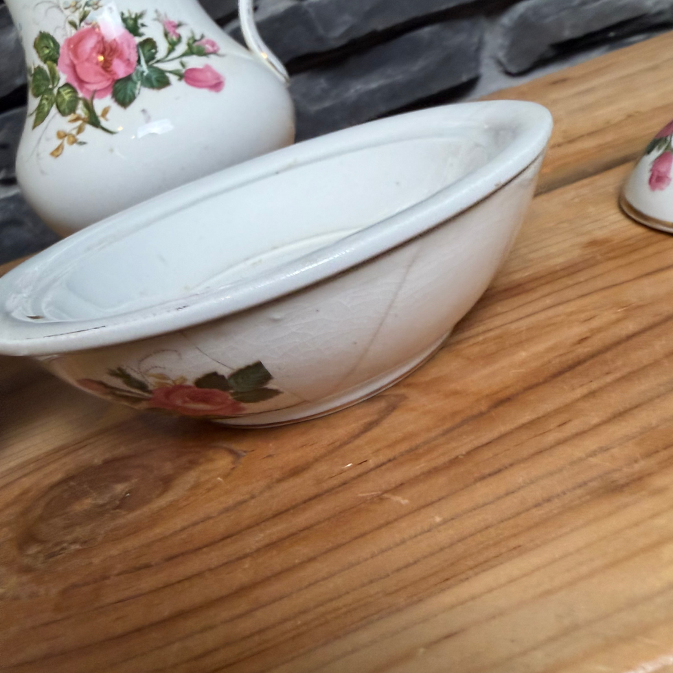 Thumbnail: AD - 290 - Vtg F. Winkle & Co Whieldon Pitcher & Basin & Soap Dish Set