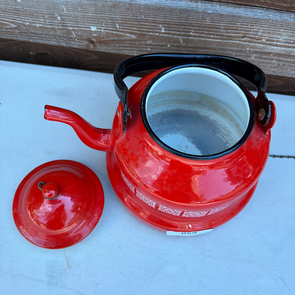 Thumbnail: MD - 059 - Vtg Red & White 16cm Kettle