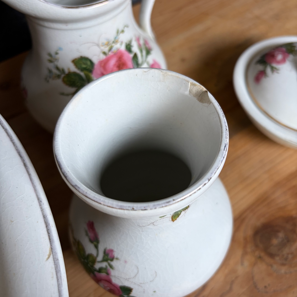 Thumbnail: AD - 290 - Vtg F. Winkle & Co Whieldon Pitcher & Basin & Soap Dish Set