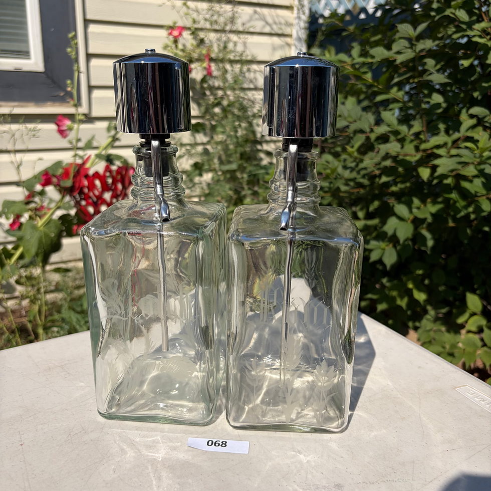 Thumbnail: MD - 068 - Vtg Chrome & Etched Scotch & Rum Decanters
