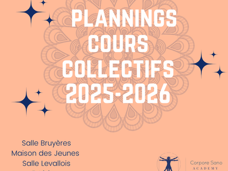 PLANNINGS COURS COLLECTIFS SEPTEMBRE 2025!