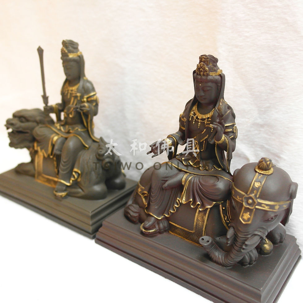 Thumbnail: Taiwanese cold porcelain Manjushri and Samantabhadra statue, 4.5"