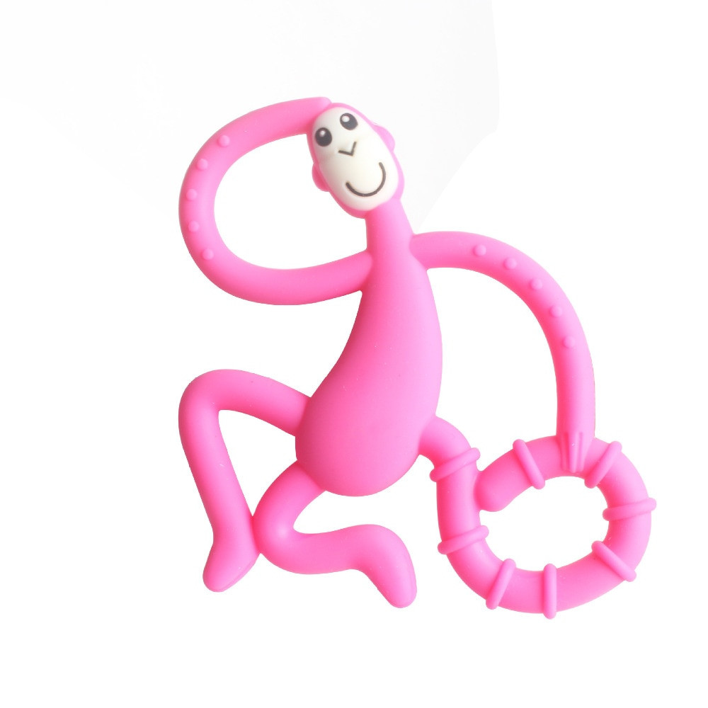 Teething Baby Relief Nibble Teethers Pink Monkey Silicone Soft-Textured teether