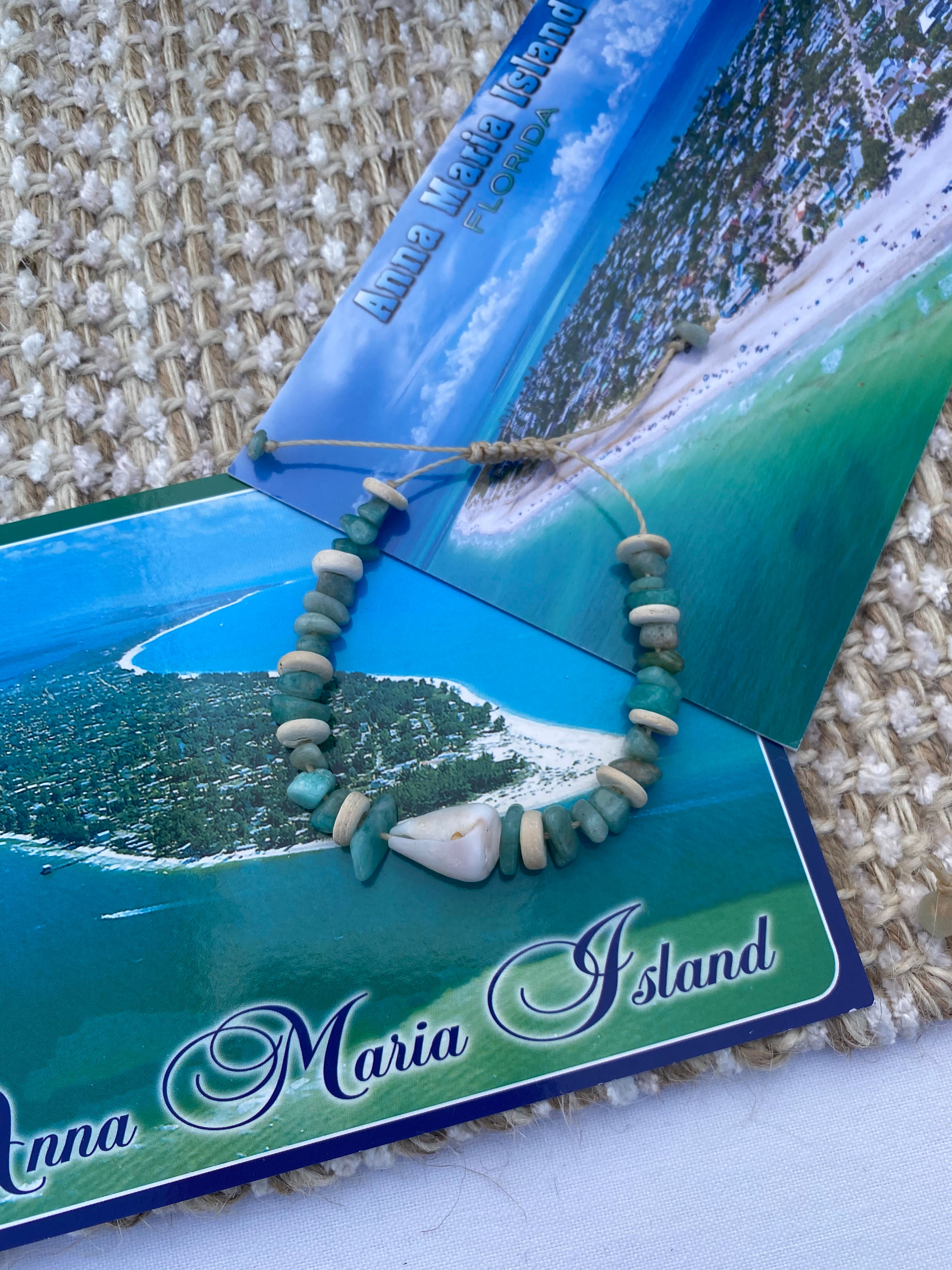 Cone Shell with Amazonite & Coconut Shell Beads Bracelet 