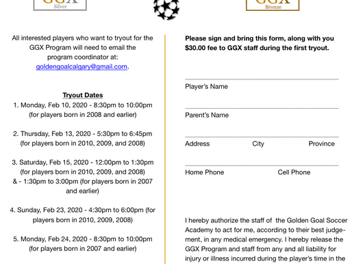 GGX TRYOUT SCHEDULE & REGISTRATION FORM