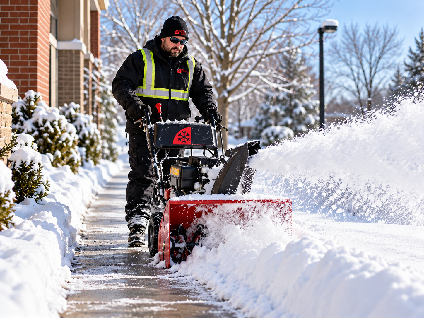 Sidewalk snow removal and ice management
