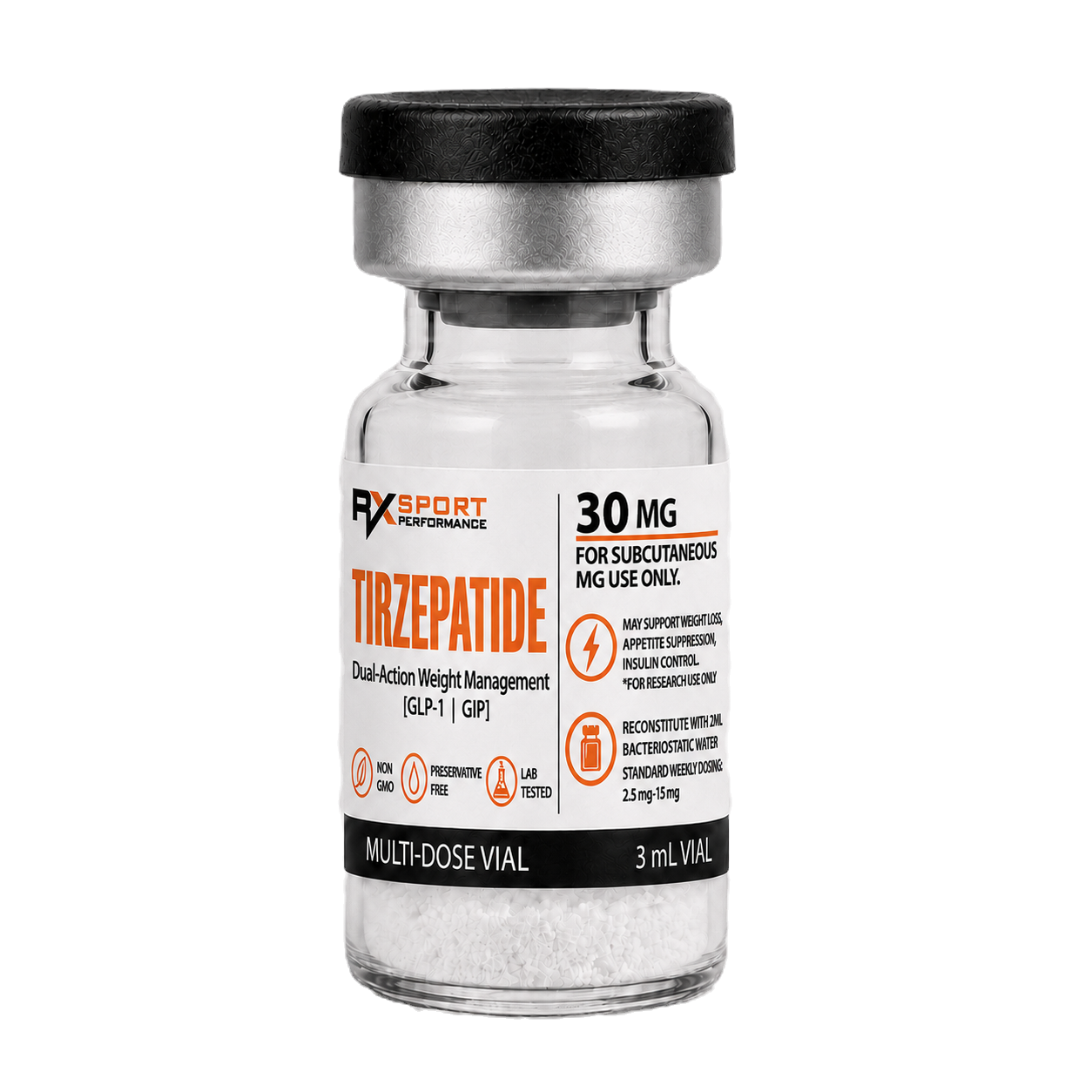 Tirzepatide 30mg Vial (Comes with 1-BAC Water, 5-Syringes, Swab Pads)