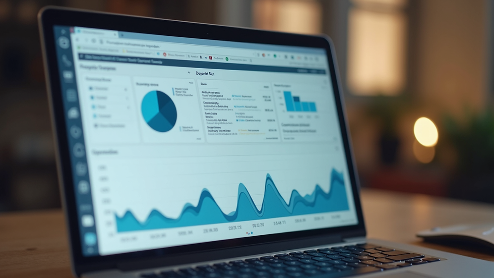 Close-up view of a laptop screen showing AI-powered real estate analytics dashboard