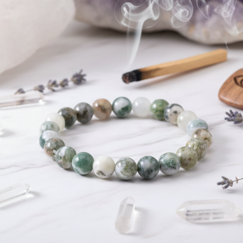 BRACELET AGATE ARBRE A 8 mm