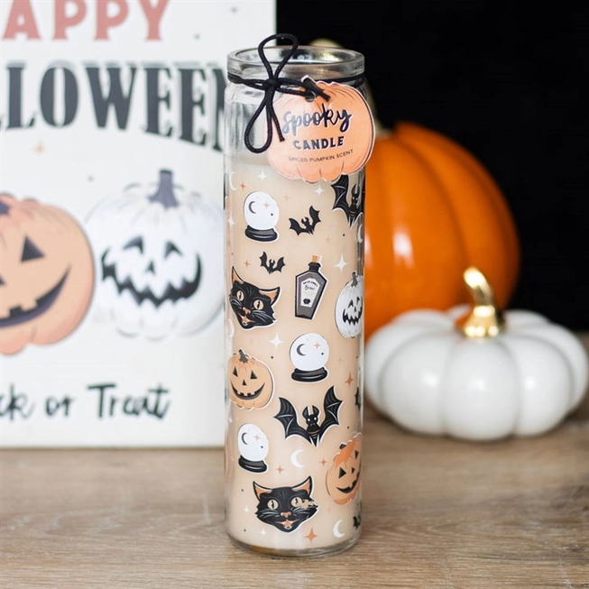Bougie tubulaire d'Halloween Citrouille Epicée Effrayante