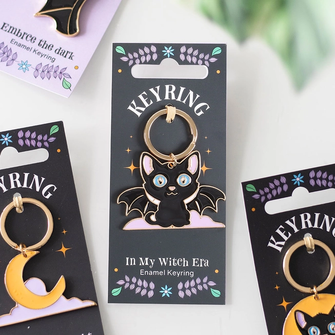Porte-Clés Chat Chauve-Souris Gothique
