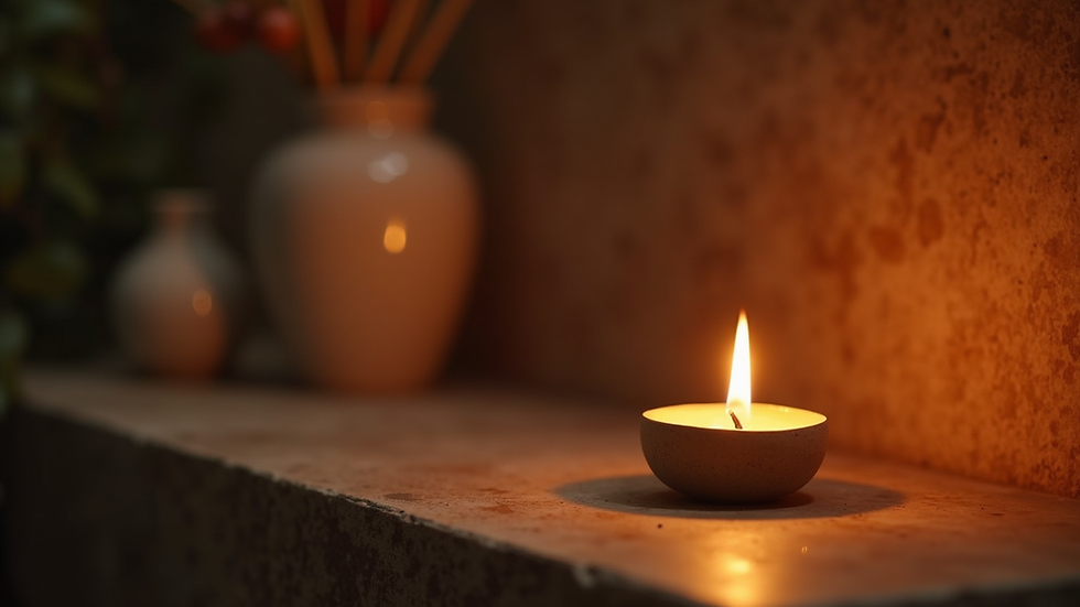 Vue rapprochée d'une bougie allumée dans un espace de méditation