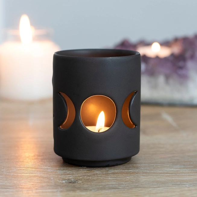 Bougeoir Noir Triple Lune
