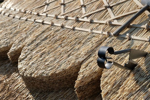 A new ridge being laid by a MasterThatcher