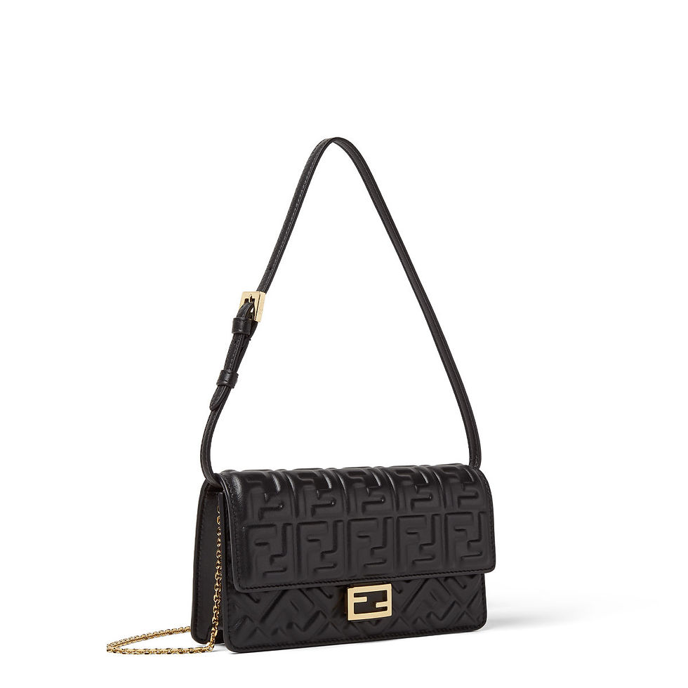 Fendi Tube Wallet on Chain in black FF embossed nappa leather – view 2