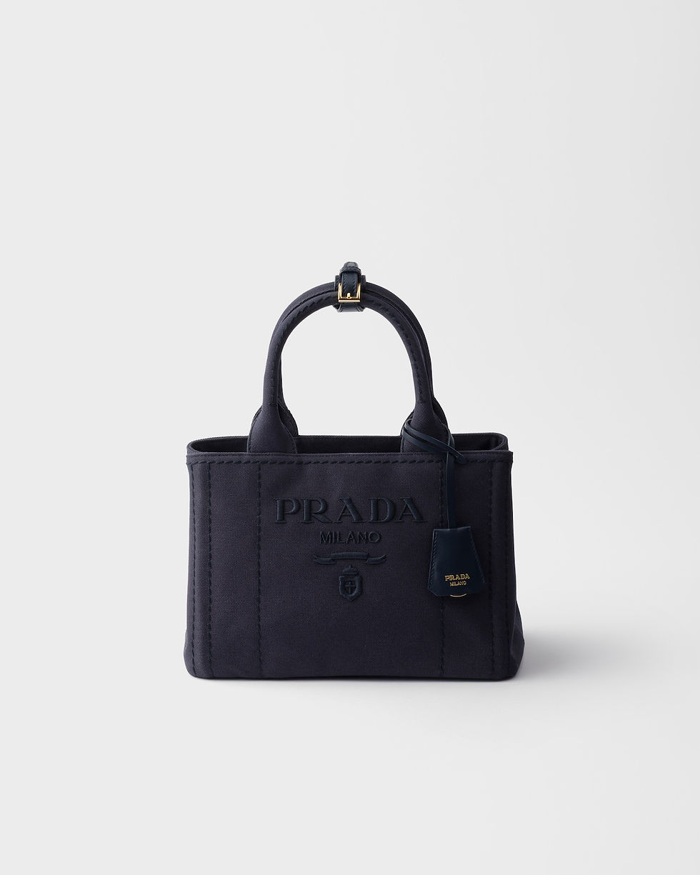 Prada Jardinière small bag in Baltic blue cotton canvas – front view