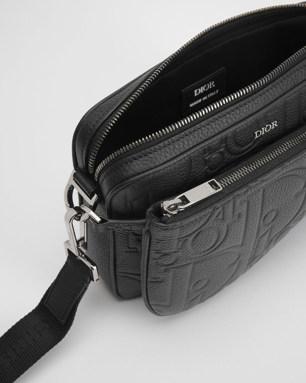 Dior Saddle Triple Pouch in black Dior Gravity leather – interior view