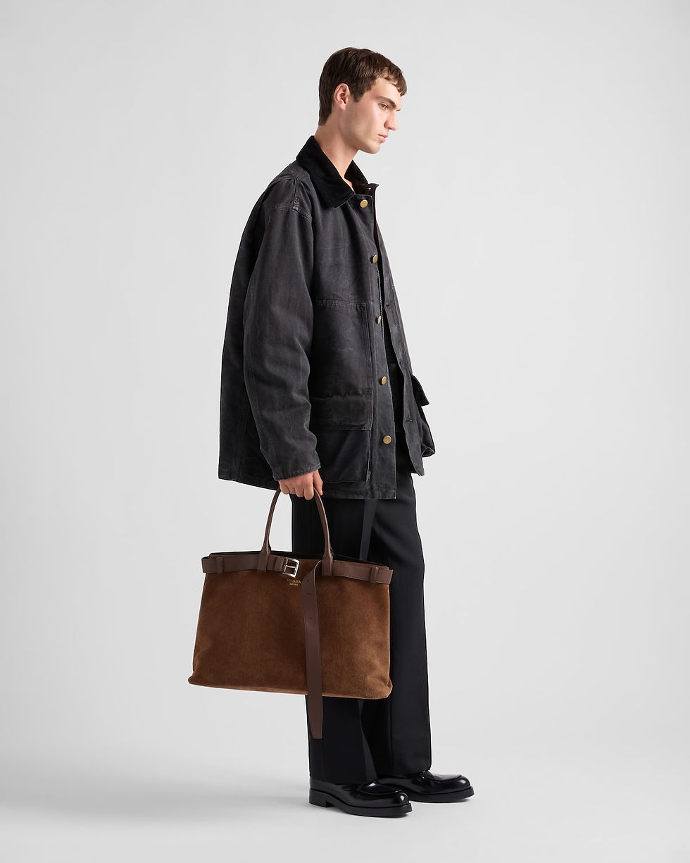 Prada Buckle bag with belt in cocoa brown suede – view 2