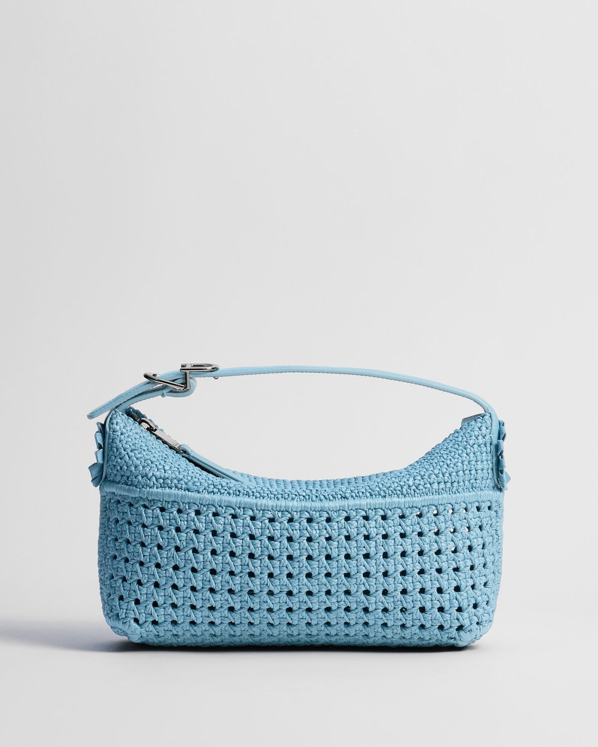 Dior Dioriviera Nomad Pouch in blue raffia-effect technical fabric – front view