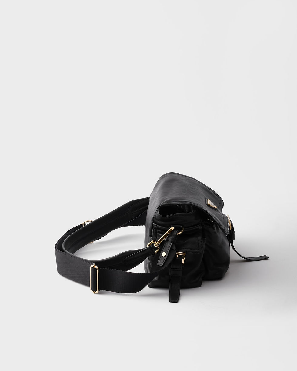 Thumbnail: Prada Explore medium shoulder bag with flap in black nappa leather – view 6