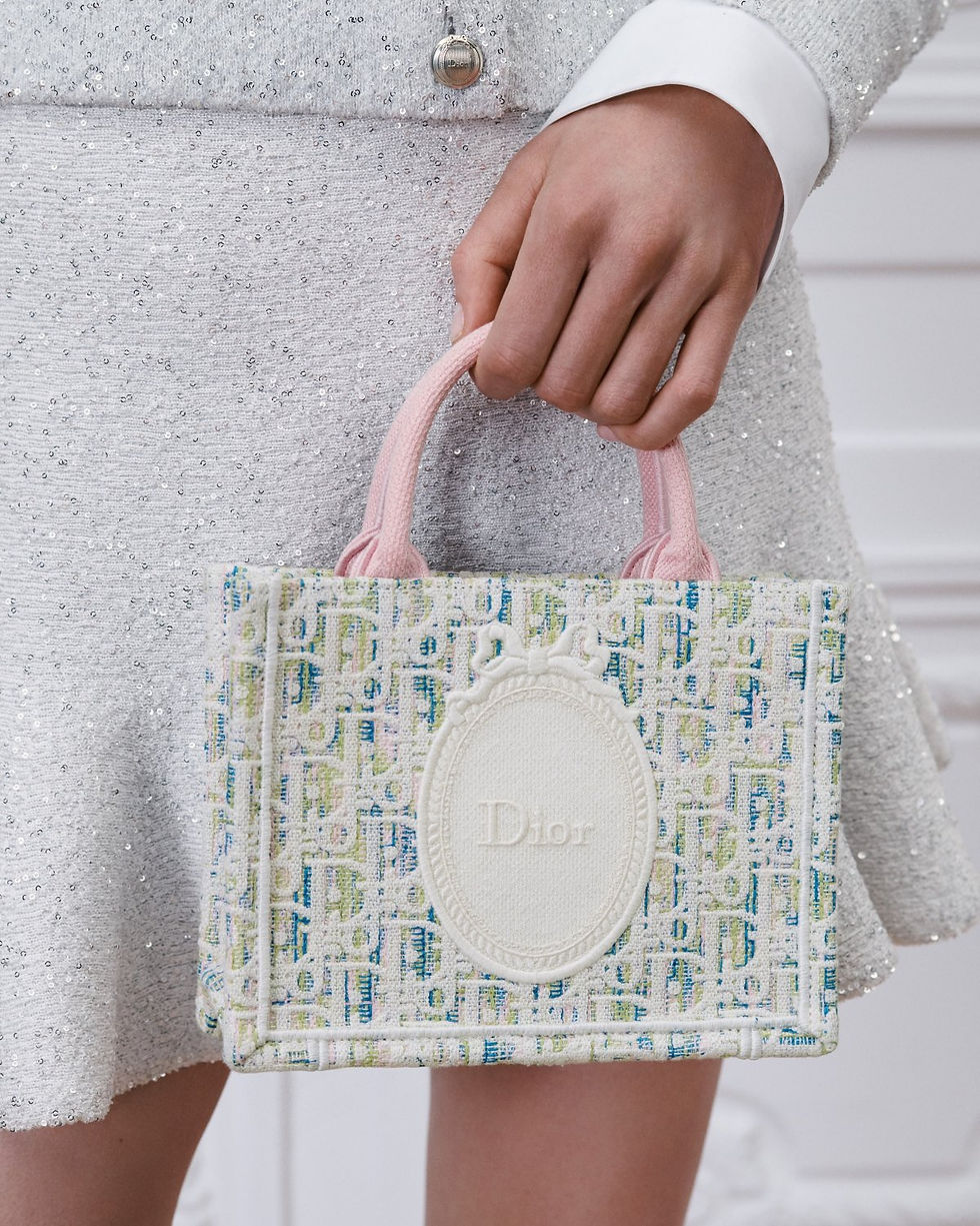 Dior Mini Book Tote with strap in multicolor Dior Oblique Pastel jacquard – view 2
