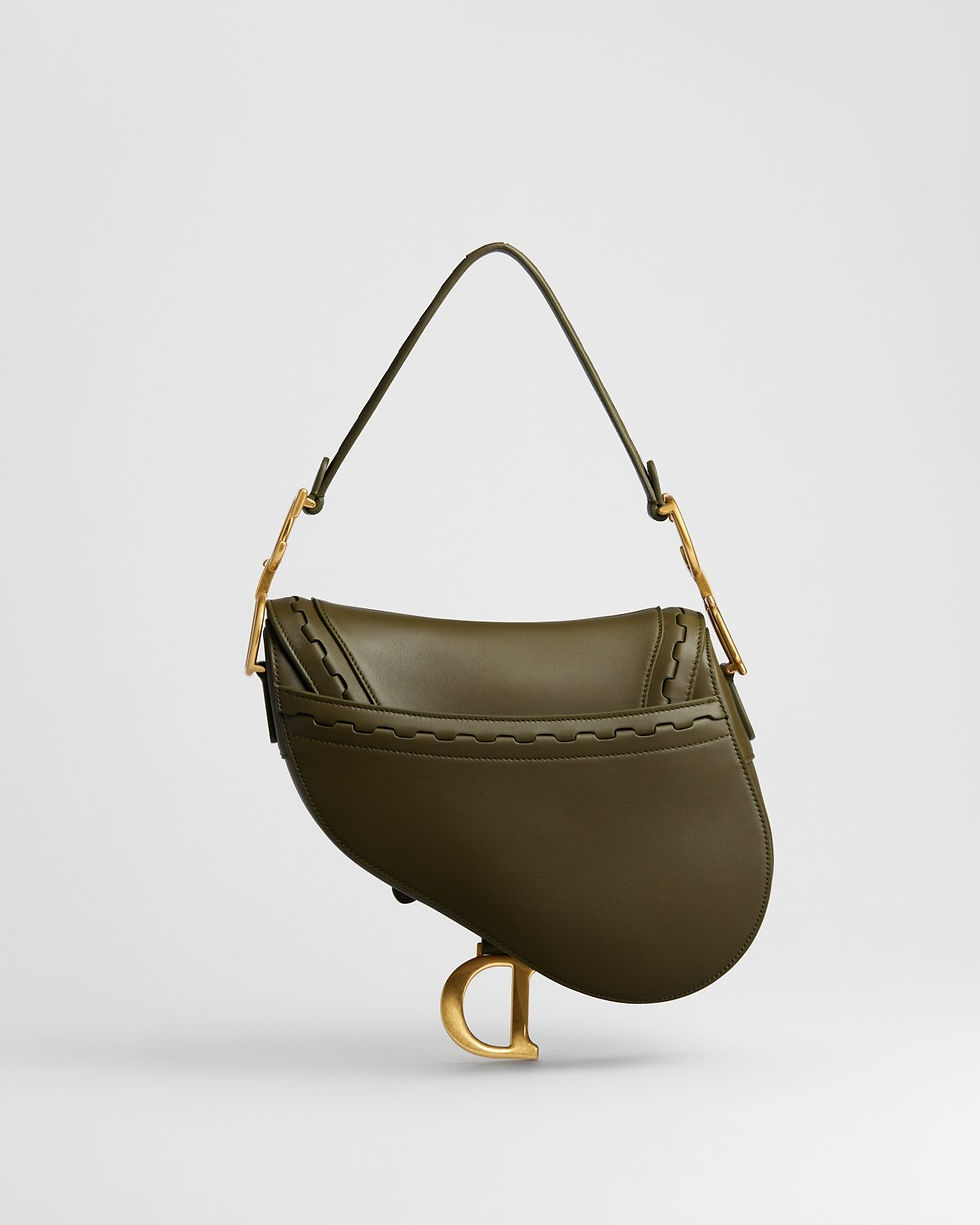 Thumbnail: Dior Saddle Bag with Strap in Khaki Marquetry Calfskin – view 6