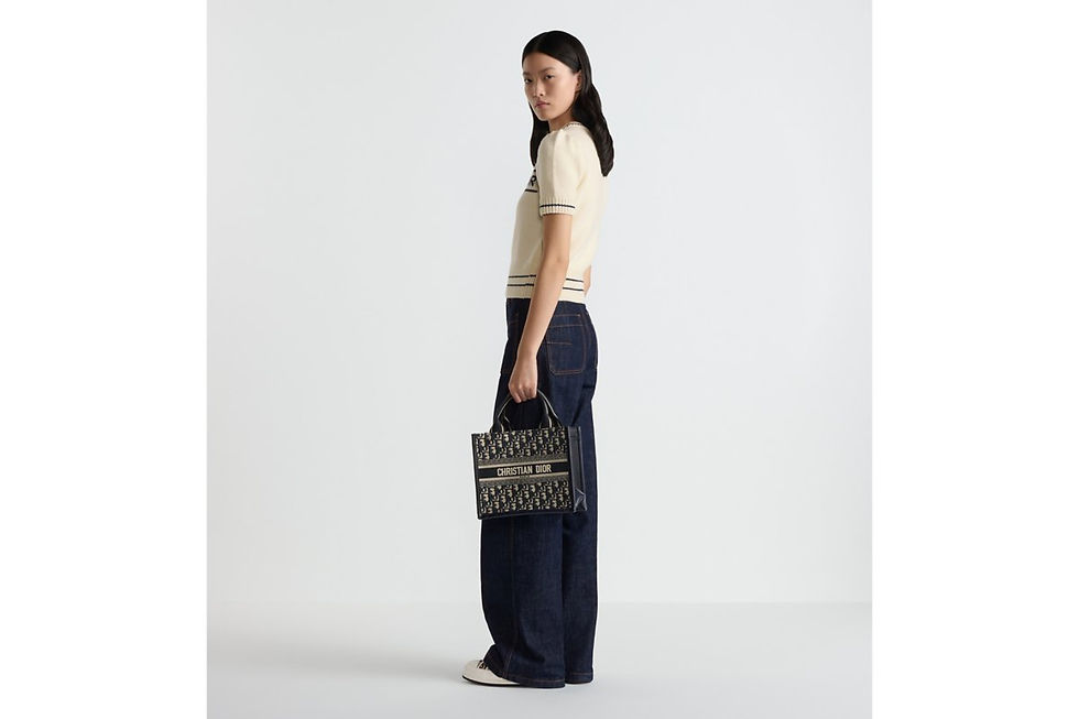 Thumbnail: Dior Small Book Tote in blue Dior Oblique embroidery and calfskin – view 8