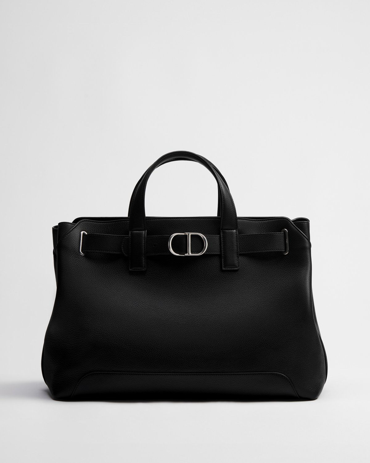 Dior Medium Normandie tote bag in black grained calfskin – front view