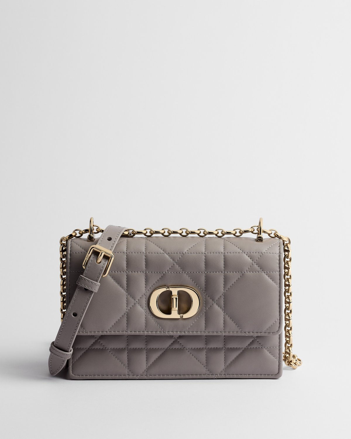 Dior Miss Caro mini bag in Gris Trianon gray Macrocannage lambskin – front view