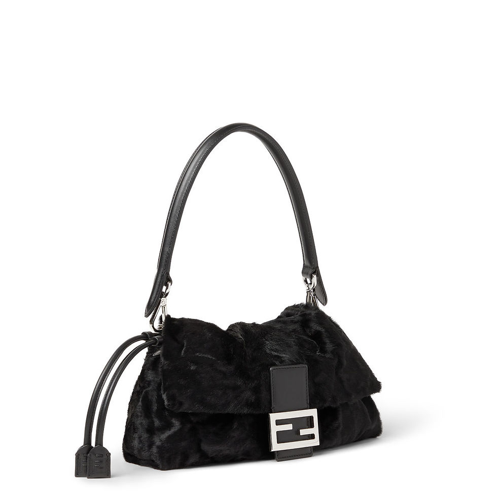 Fendi Baguette Soft Medium bag in black pony-effect calfskin – view 2
