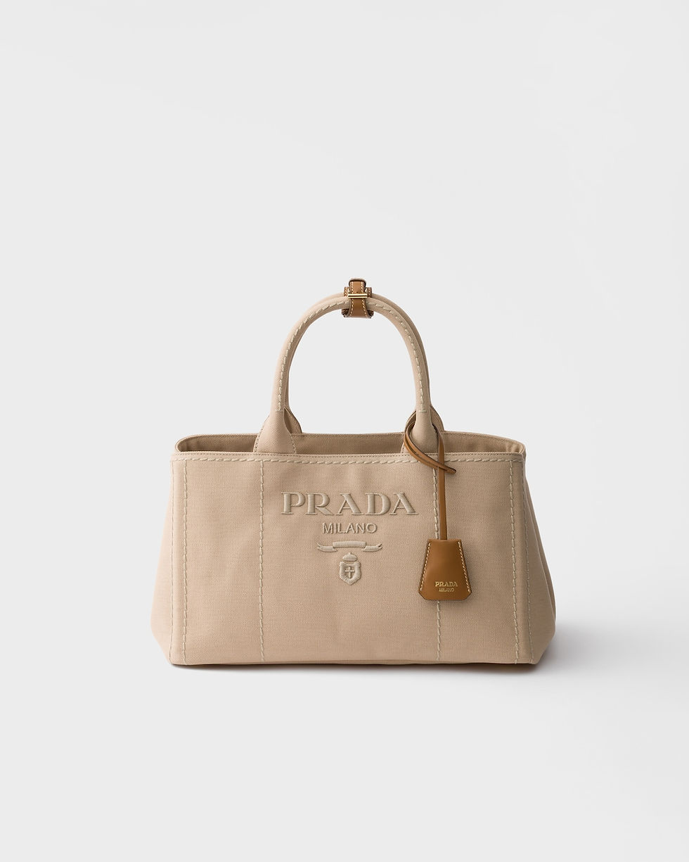Prada Jardinière large handbag in cord cotton canvas – front view