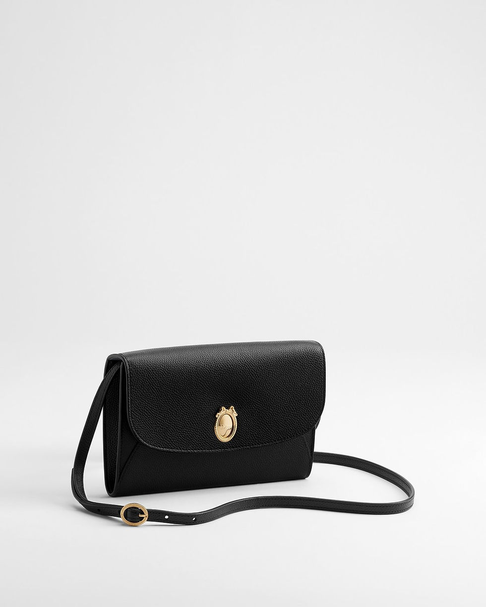 Thumbnail: Dior Médaillon Envelope Pouch with Strap in black grained calfskin – view 3