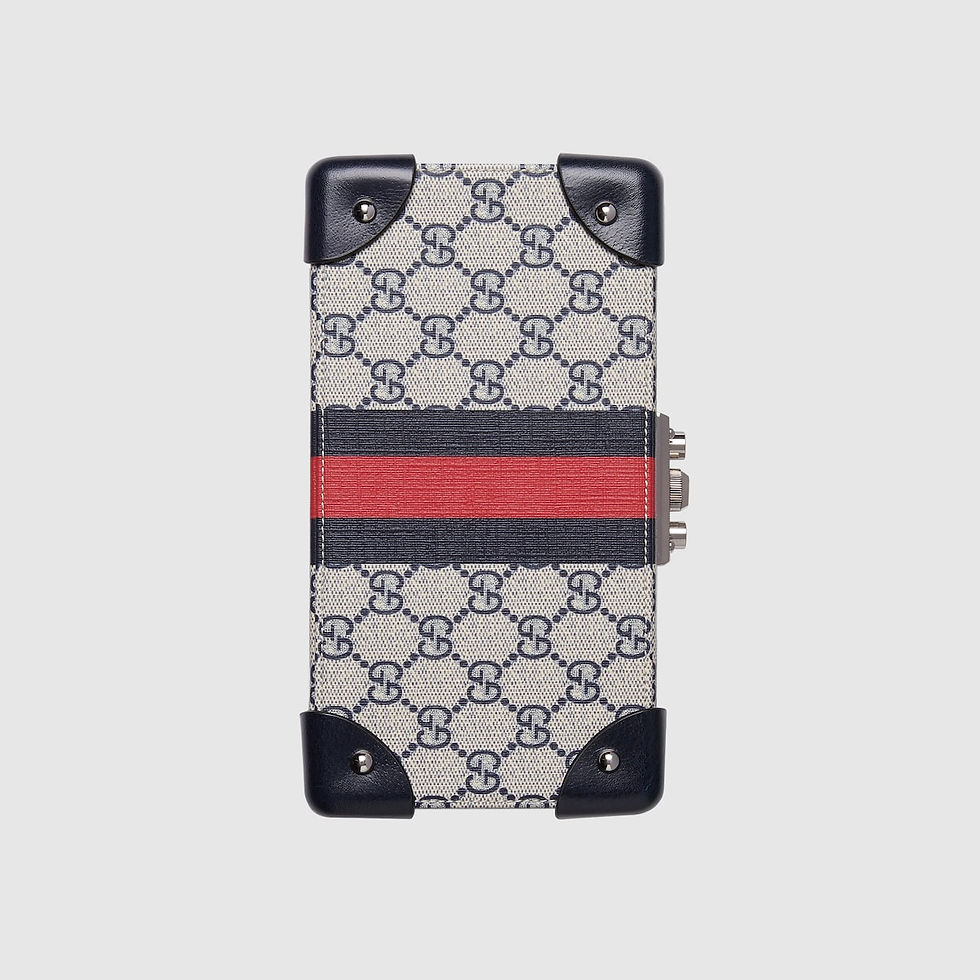 Thumbnail: Gucci Savoy small rigid jewelry box - beige and blue Supreme