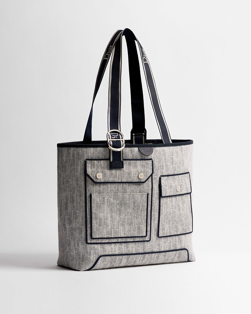 Dior Dioriviera medium Pocket Jett tote bag in grey Dior Oblique Denim canvas – view 2