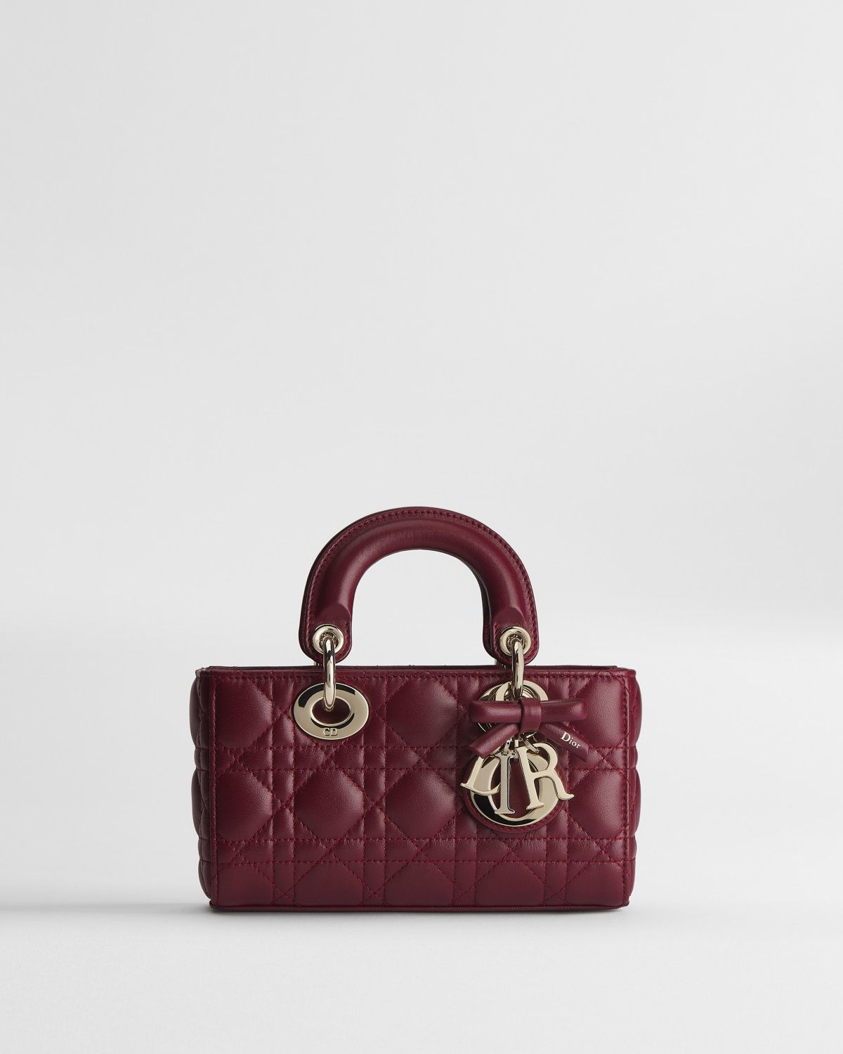Dior Or Mini Lady D-Joy bag in Hermitage red Cannage lambskin – front view