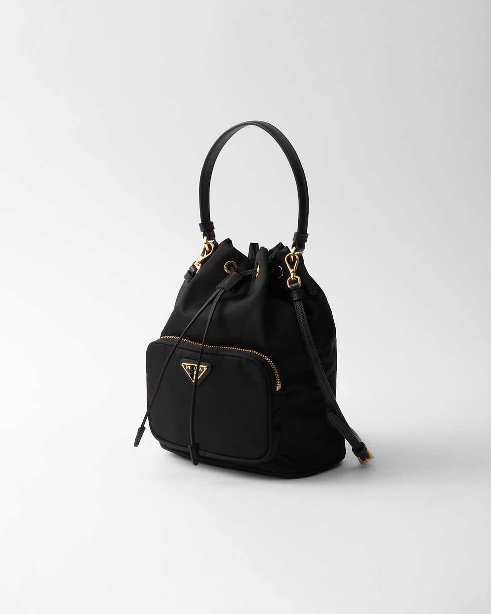 Prada Duet bucket bag in black Re-Nylon – view 2