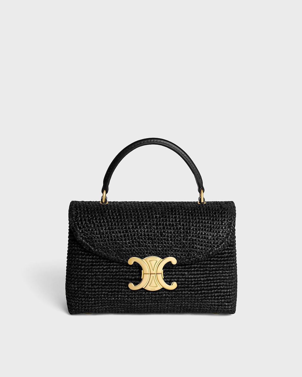 Celine Teen Nino bag in black raffia and calfskin – front view