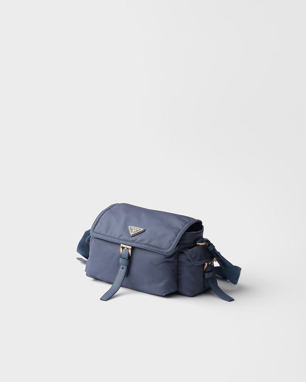 Prada Explore medium shoulder bag with flap in aviation blue Re-Nylon – view 2