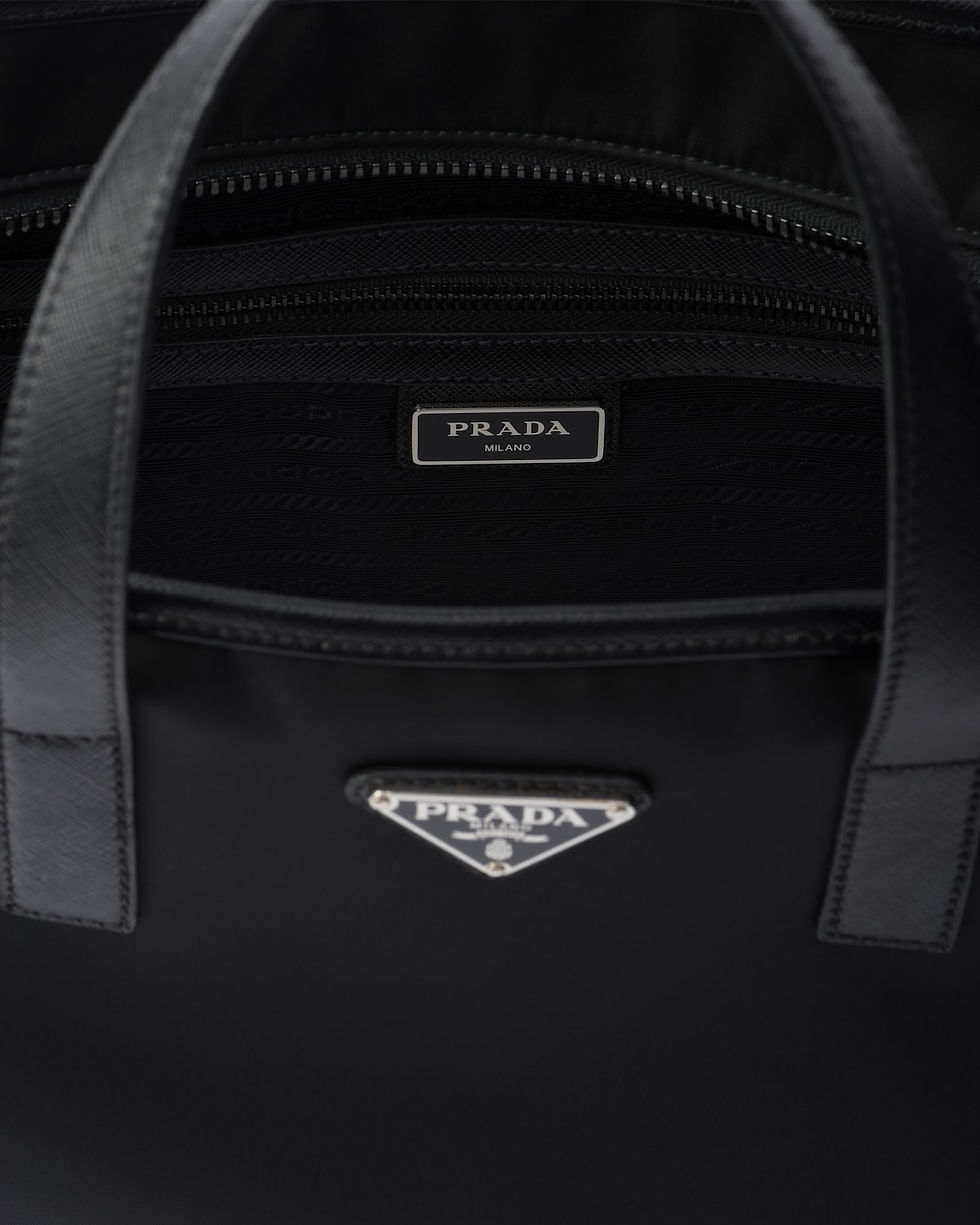 Thumbnail: Prada compact tote bag in black Re-Nylon and Saffiano leather – view 4