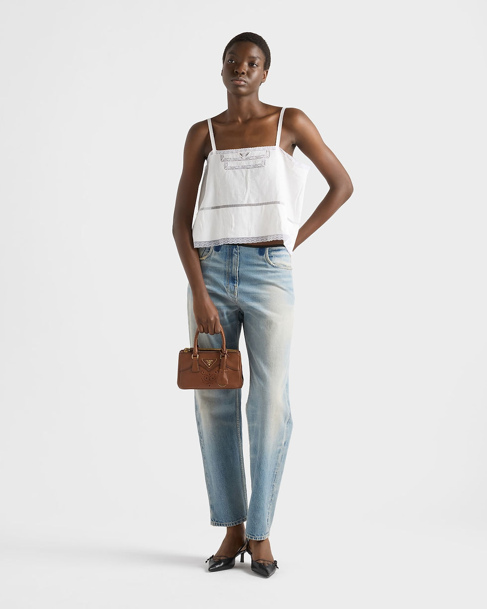 Prada Galleria mini bag in cognac shaded leather with perforated yoke – view 2