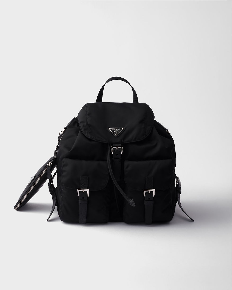 Prada medium backpack in black Re-Nylon – front view