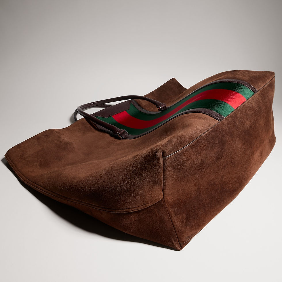 Thumbnail: Gucci Medium duffle bag with Web - brown suede