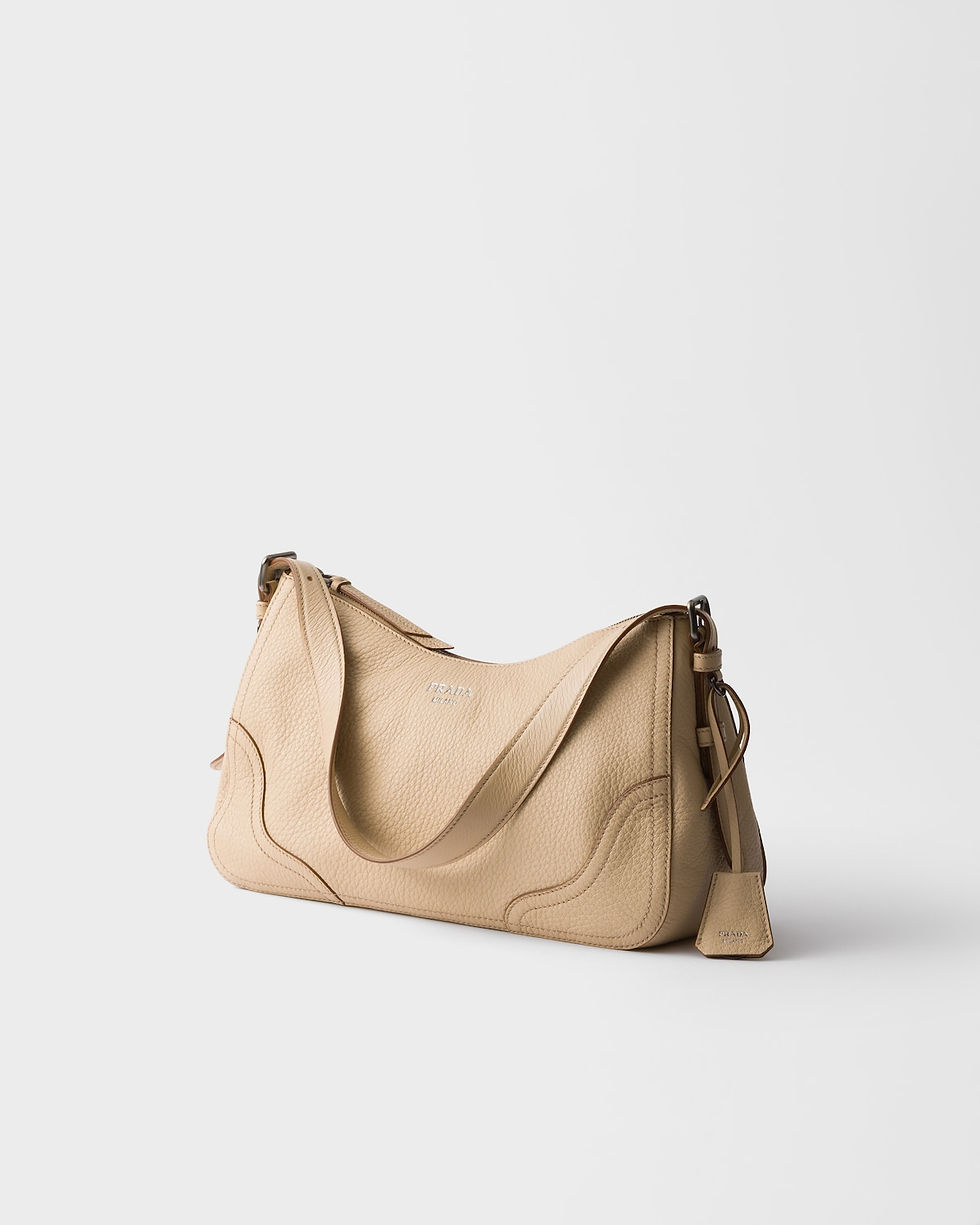 Thumbnail: Prada Aimée large shoulder bag in sand beige buckskin – view 3