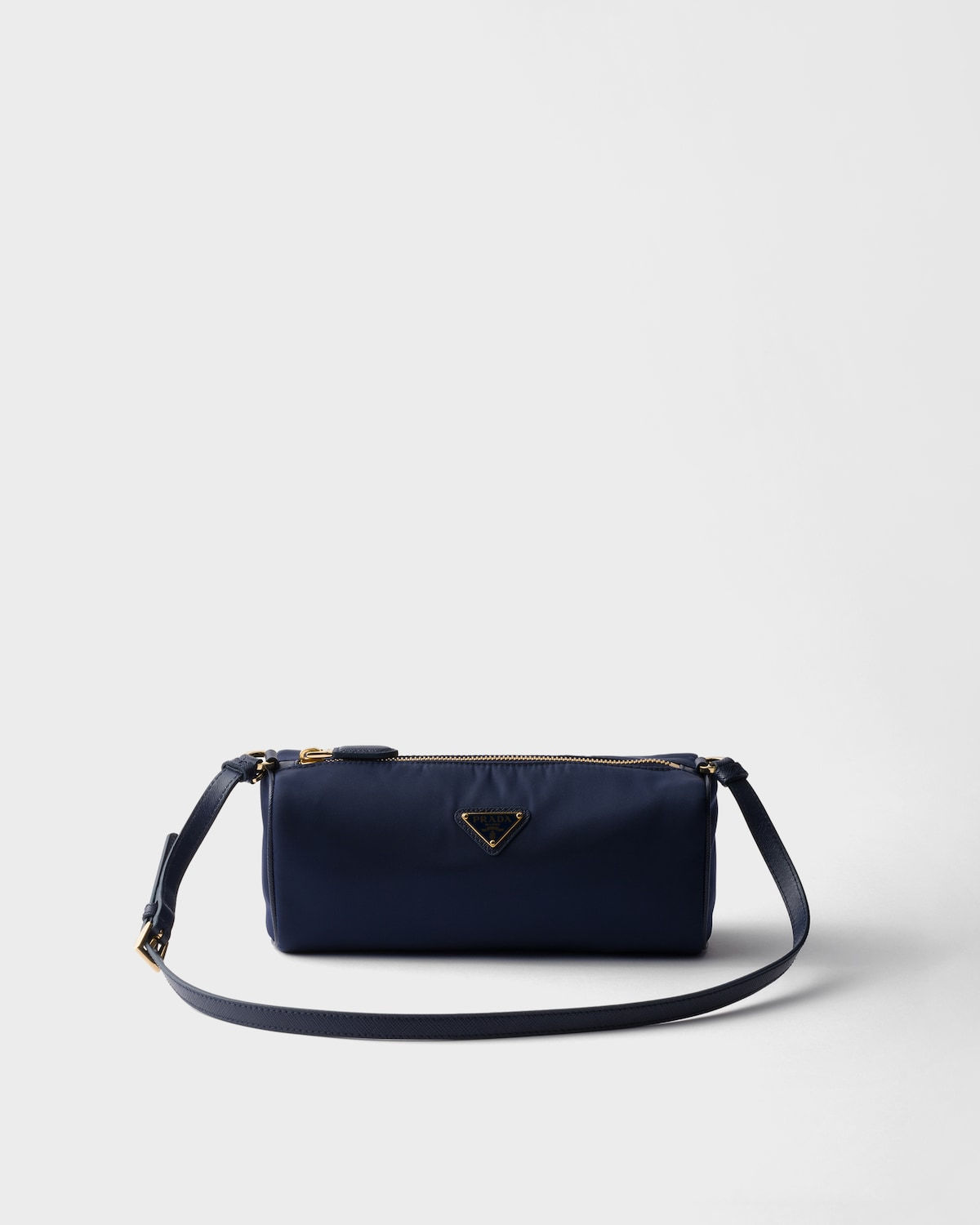 Prada geometric pouch in Baltic blue Re-Nylon – front view