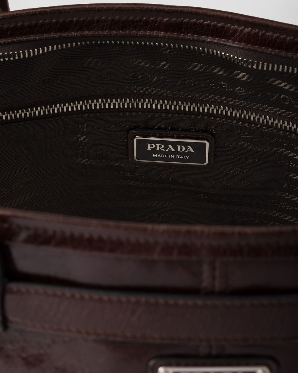 Thumbnail: Prada Bonnie tote bag in dark brown calfskin – view 4