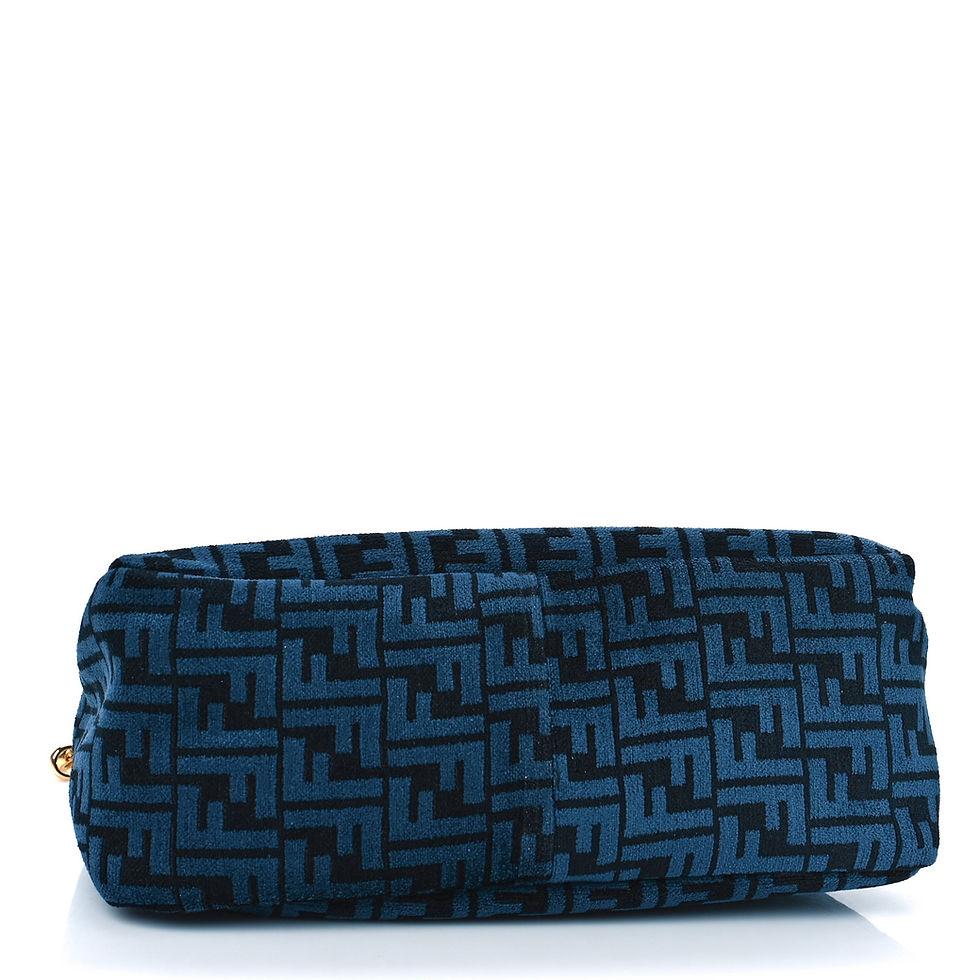 Thumbnail: Blue FF chenille zippered pouch from the Fendi O'Lock set, top view