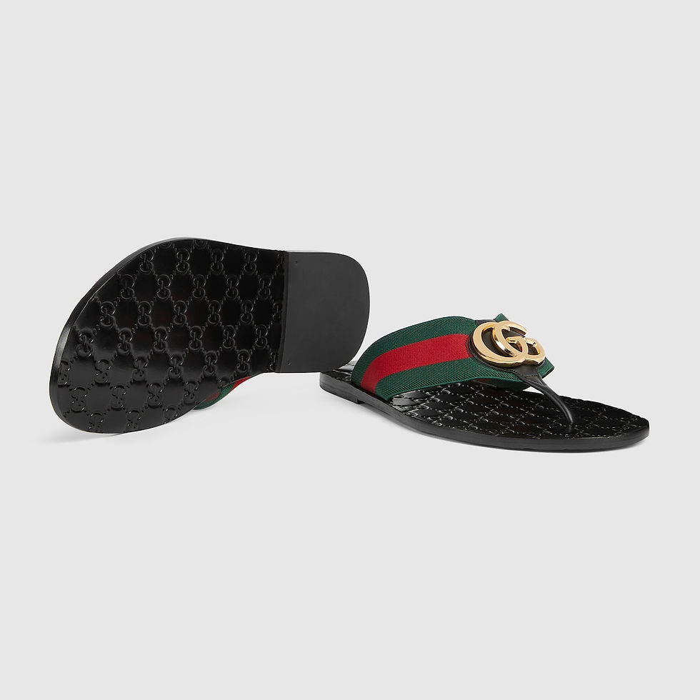 Thumbnail: Gucci Men's Riviera thong sandal - green and red elastic strap