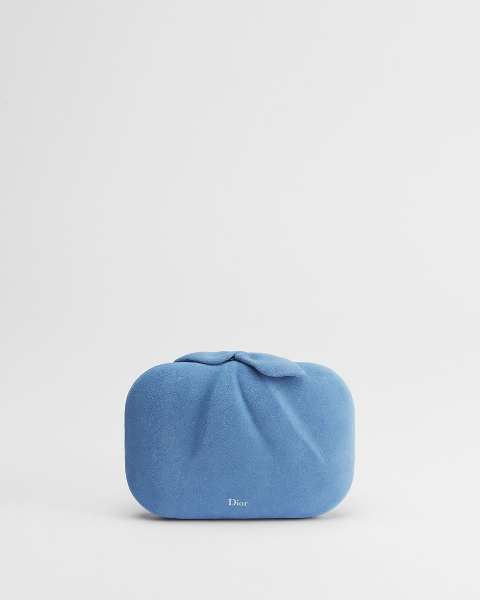 Dior Petit Dîner bag in blue suede goatskin – front view