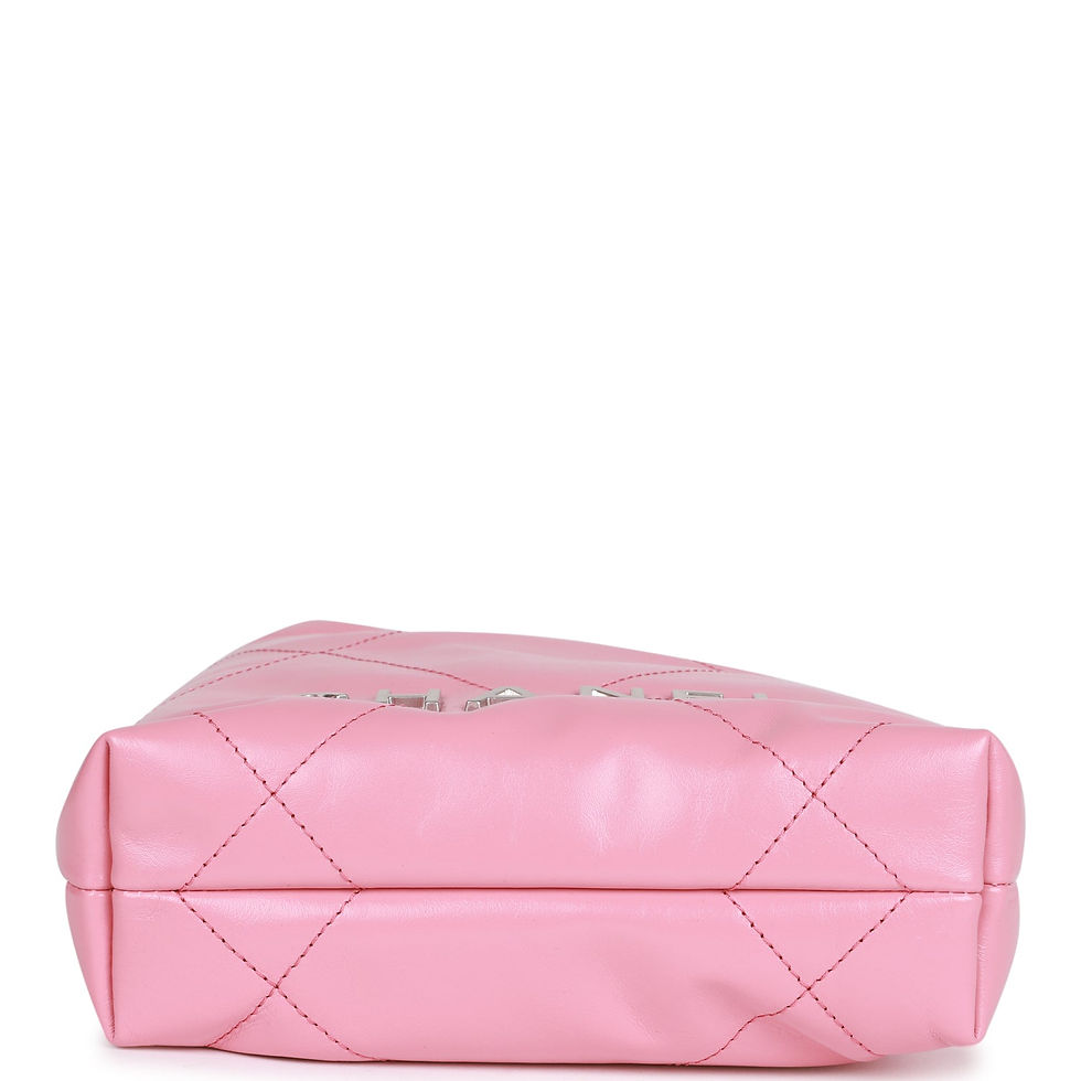 Thumbnail: Underside of the pink calfskin bag showing its structureless base