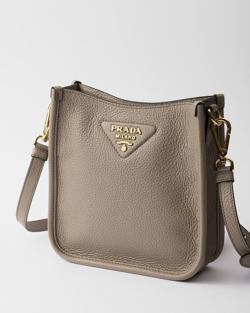 Thumbnail: Prada mini flap shoulder bag in clay gray calfskin – view 5